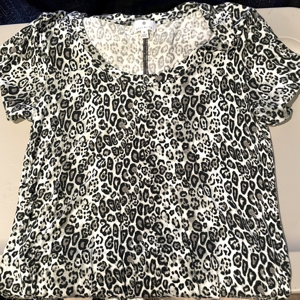 SOCIALITE Leopard Print Jersey Top